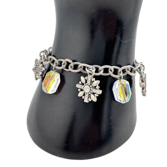 Brighton SNOW DIVA Snowflake Charm Bracelet Silver Plated Clear Crystal 7 To 8 “ - Picture 3 of 6